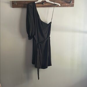 Banana Republic Black One Shoulder Tie Front Cocktail Dress